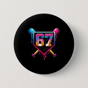 Baseball Ice Cream Drip Number 67 Six Seven Meme C 2 Inch Round Button