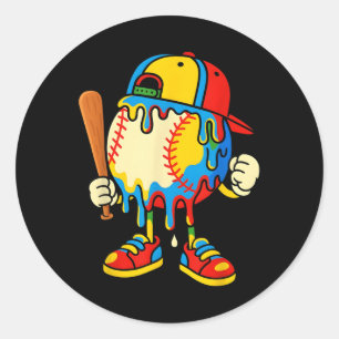 Baseball Ice Cream Drip Youth Back To School Baseb Classic Round Sticker