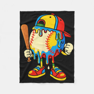 Baseball Ice Cream Drip Youth Back To School Baseb Fleece Blanket