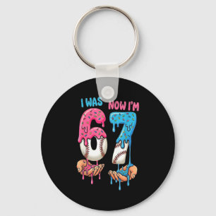 Baseball Ice Cream I Was 6 Now Im 7 Funny 67 Birth Keychain