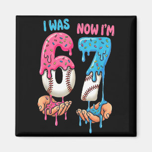 Baseball Ice Cream I Was 6 Now Im 7 Funny 67 Birth Magnet