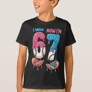 Baseball Ice Cream I Was 6 Now Im 7 Funny 67 Birth T-Shirt