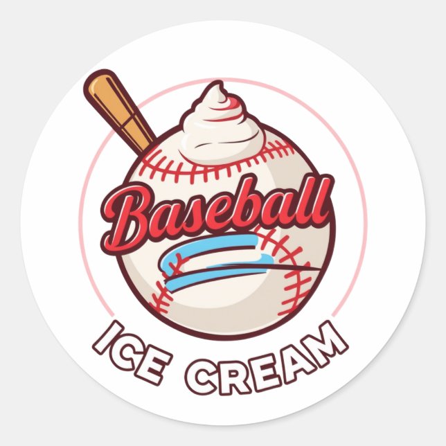 baseball ice creme lovers classic round sticker (Front)