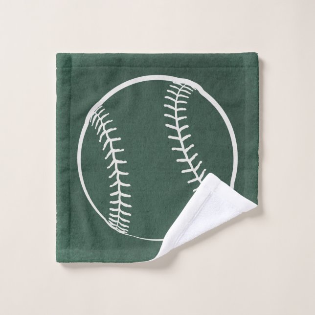 Baseball Illustration Vintage Art Green Background Wash Cloth (Wash Cloth)