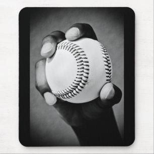 baseball in hand mouse pad