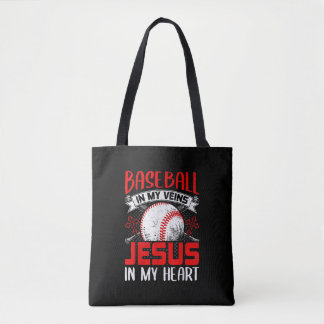 Baseball In My Veins Jesus In My Heart Baseball Tote Bag