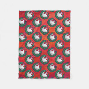 Baseball in Wreath on Red Fleece Blanket