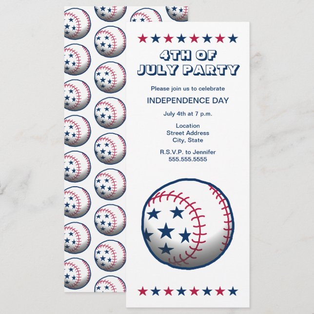 Baseball Independence Day Invitation (Front/Back)