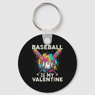 Baseball Is My Valentine Ice Cream Drip Crossed Ba Keychain