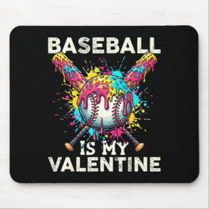 Baseball Is My Valentine Ice Cream Drip Crossed Ba Mouse Pad