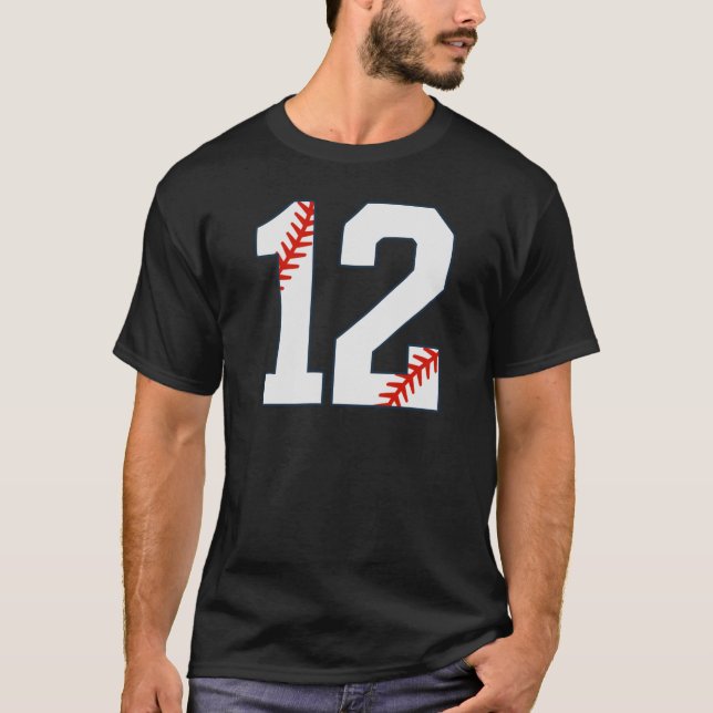 Baseball Jersey Number 12 T-Shirt (Front)