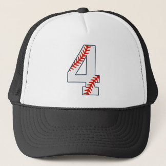 Baseball Jersey Number 4 Trucker Hat