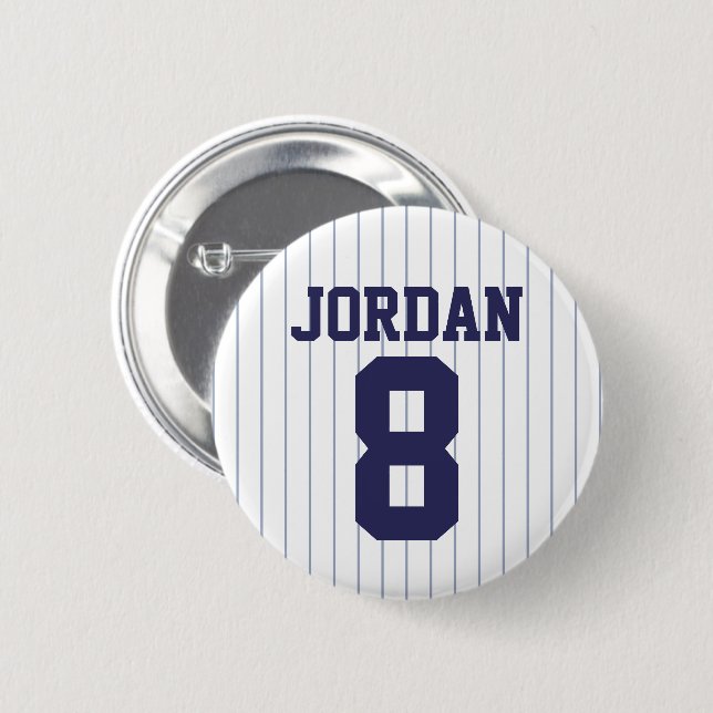 Baseball Jersey with Custom Name and Number 2 Inch Round Button (Front & Back)
