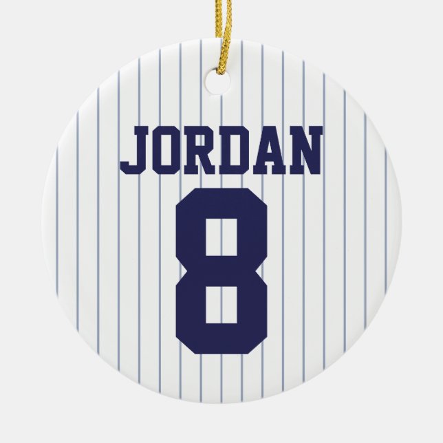 Baseball Jersey with Custom Name and Number Ceramic Ornament (Front)