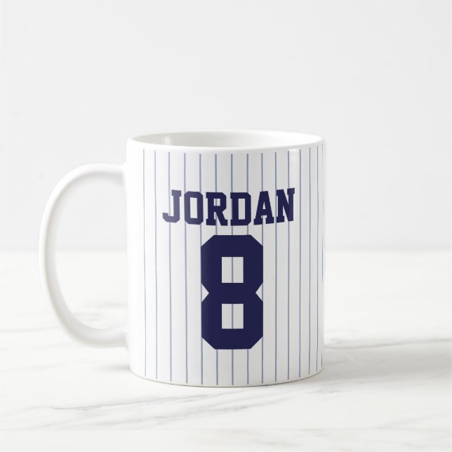 Baseball Jersey with Custom Name and Number Coffee Mug (Left)