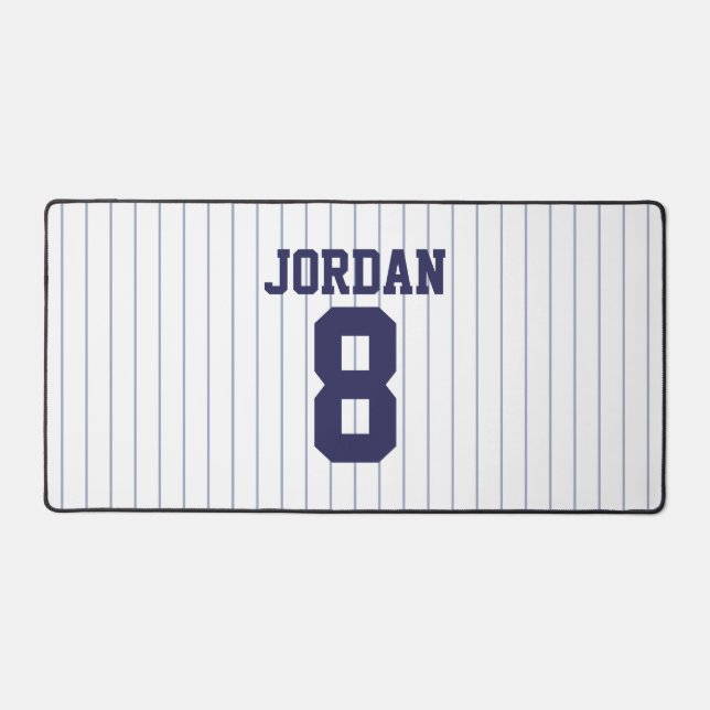 Baseball Jersey with Custom Name and Number Desk Mat (Front)