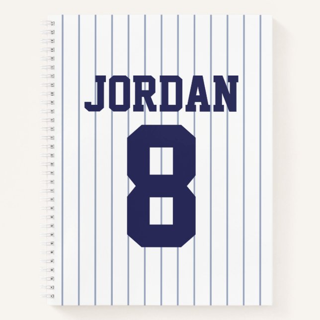 Baseball Jersey with Custom Name and Number Notebook (Front)