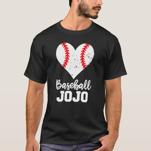 Baseball Jojo Baseball Heart Grandma Jojo T-Shirt (Front)