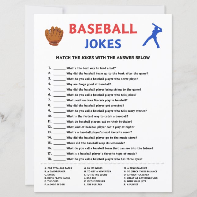 Baseball Jokes Game (Front)