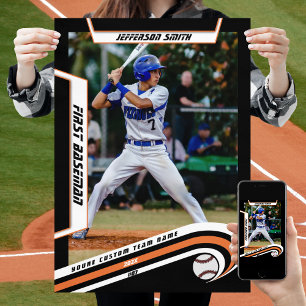 Baseball Keepsakes in Lively Orange Black Custom  Poster