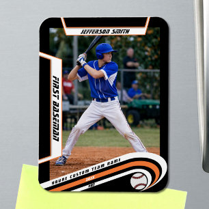 Baseball Keepsakes Lively Orange Black Custom Magnet