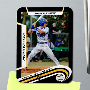Baseball Keepsakes Lively Yellow Black Custom Magnet