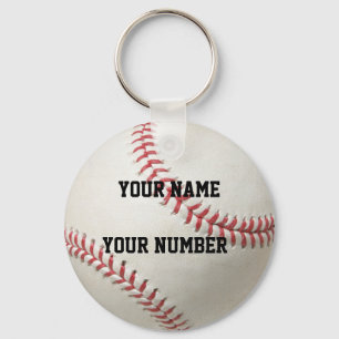 Baseball Keychain ID Tag YOUR NAME & Number