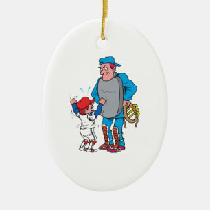 baseball kid arguing with the umpire ceramic ornament