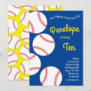 Baseball Kids Birthday Party Sports Blue Boys Invitation