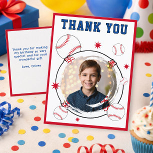 Baseball Kids Birthday Thank you Photo Postcard