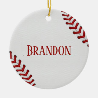 Baseball Laces Bases Ball Red White Game Name Ceramic Ornament