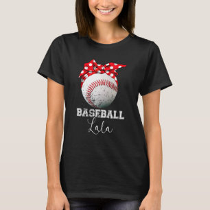 Baseball Lala Vintage Messy Bun Ball Mothers Day T-Shirt