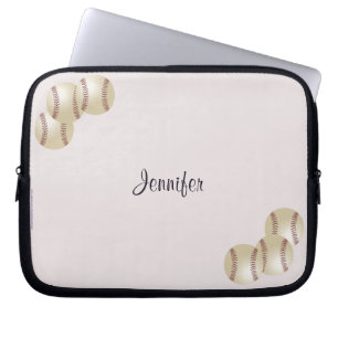 Baseball Laptop Computer Sleeve, Pale Pink Sleeve