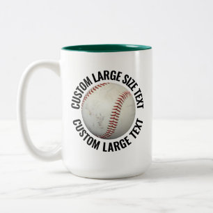 Baseball & Large Text HUNTER GREEN 15oz Custom Two-Tone Coffee Mug