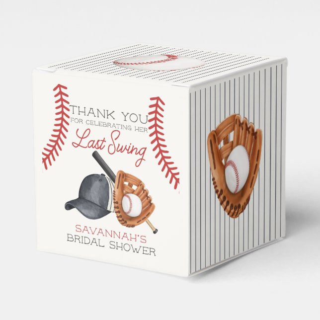 Baseball Last Swing Home Run Bridal Shower Favor Box (Front Side)