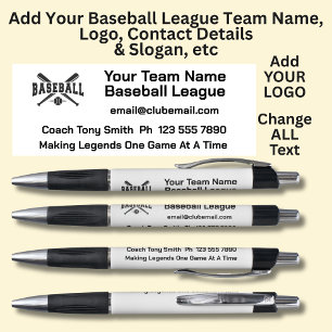 Baseball League Team - Add your own details & Logo Pen