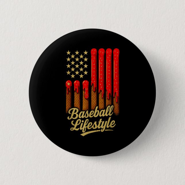 Baseball Lifestyle 101 Apparel Youth Baseball Drip 2 Inch Round Button (Front)
