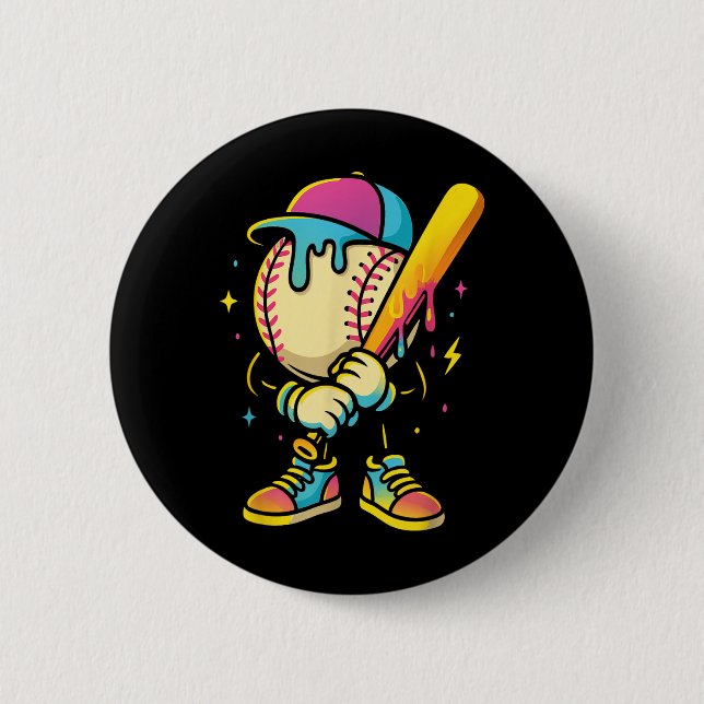 Baseball Lifestyle 101 Apparel Youth Baseball Drip 2 Inch Round Button (Front)
