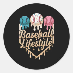 Baseball Lifestyle 101 Apparel Youth Baseball Drip Classic Round Sticker