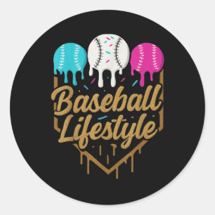 Baseball Lifestyle 101 Apparel Youth Baseball Drip Classic Round Sticker