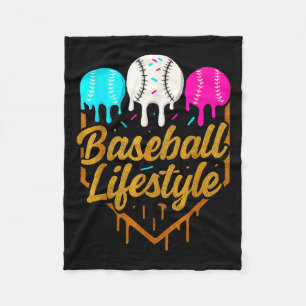 Baseball Lifestyle, Baseball Drip Icecream  Fleece Blanket