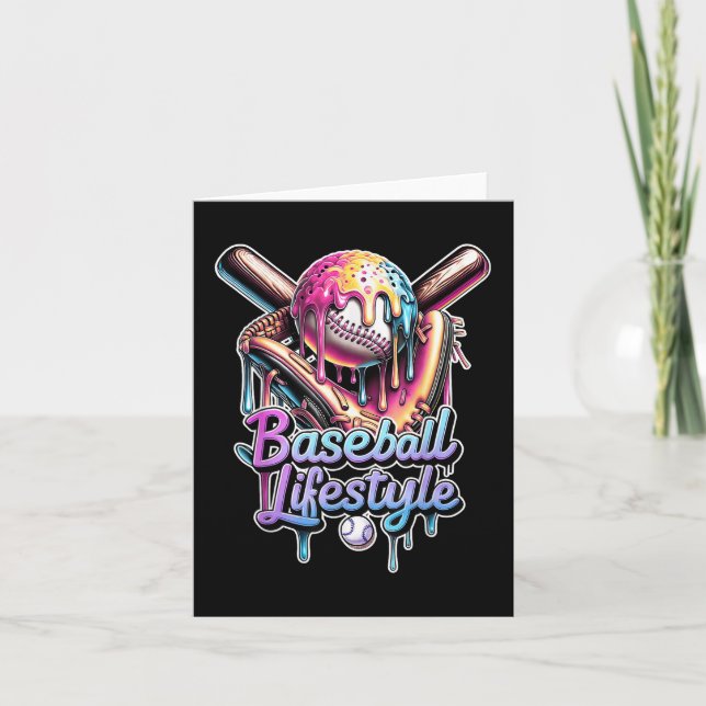 Baseball Lifestyle Ice Cream Drip Men Boys Kids Gi Card (Front)