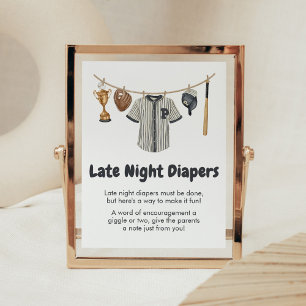 Baseball Little Slugger Late Night Diapers Poster