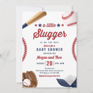 Baseball Little Slugger On The Way Baby Shower  Invitation
