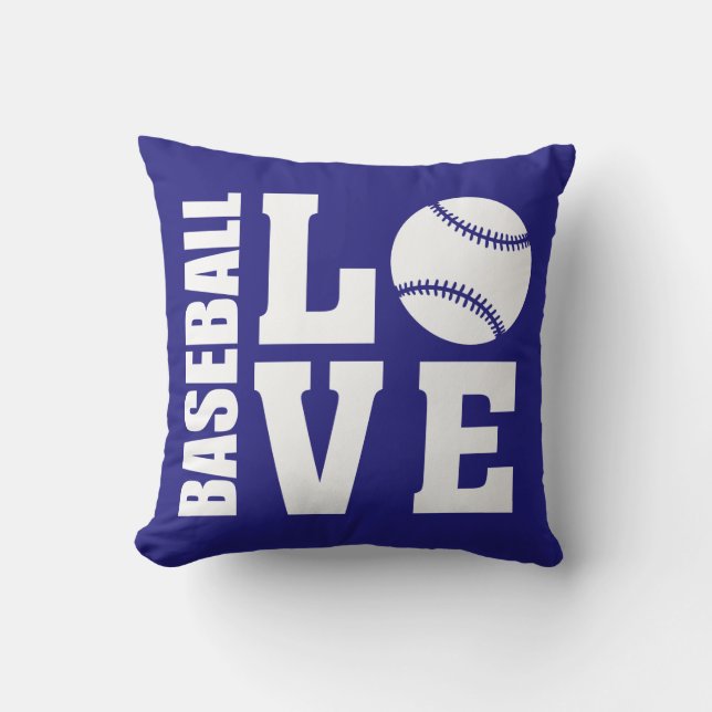 Baseball Love Blue Throw Pillow (Front)