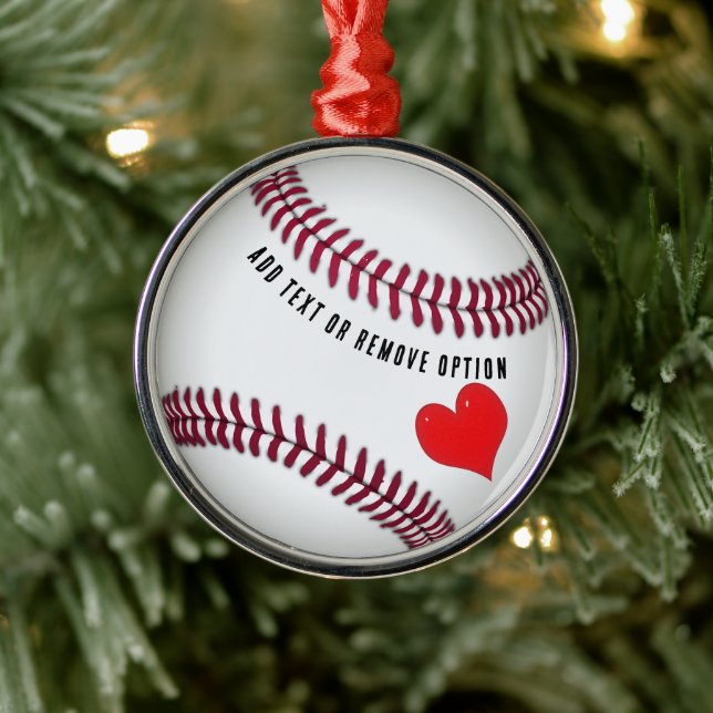 Baseball Love Christmas Metal Ornament (Tree)