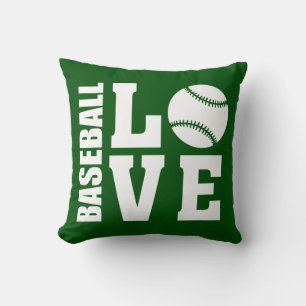 Baseball Love Green Throw Pillow
