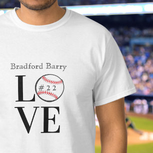 Baseball LOVE: Personalized add name, and number T-Shirt