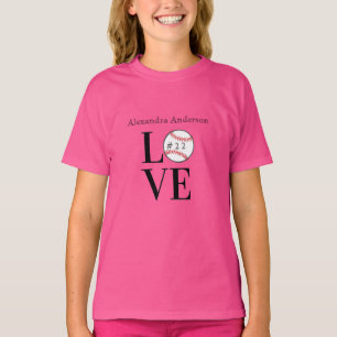 Baseball LOVE: Personalized add name, and number T-Shirt