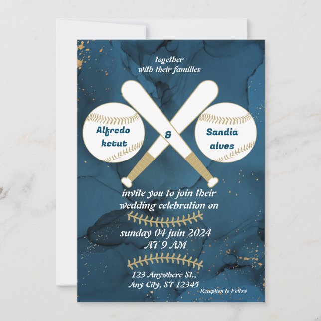 Baseball  love sports Theme Wedding Invitations (Front)